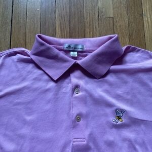 GOLF Peter Millar Men's Large 3 Btn Cotton Short Sleeve Polo Shirt,Golf Logo